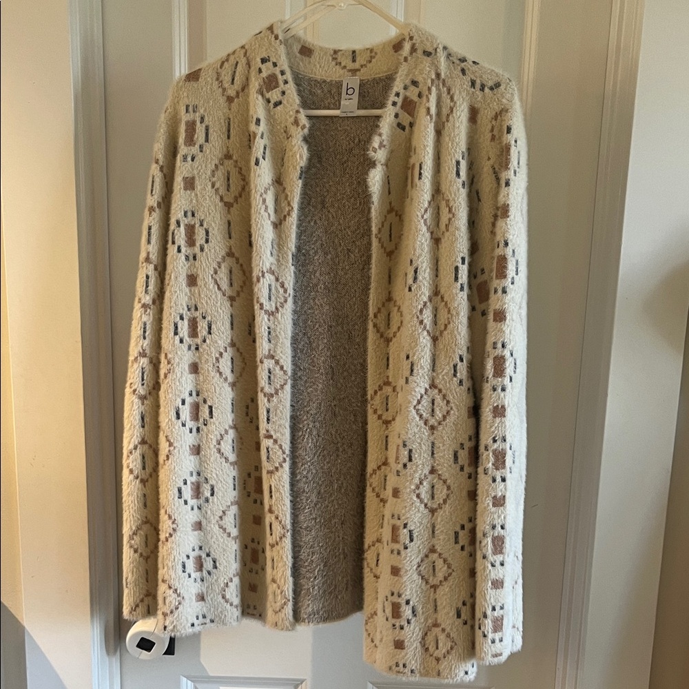 Belldini Cream and Brown Patterned Cardigan